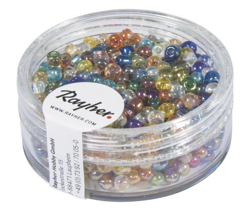 rayher ROCAILLES 2,6MM TRANSP. GELUESTERT GEMISCHT 17G DOSE 1405849