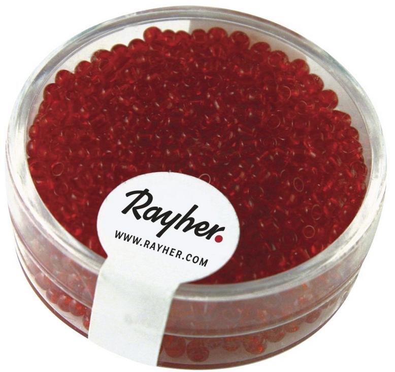 rayher Rocailles 2 mm ø transparent Rot
