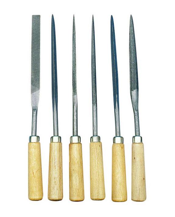 rayher Feilen-Set mit Holzgriff, 17cm, 6 Sorten