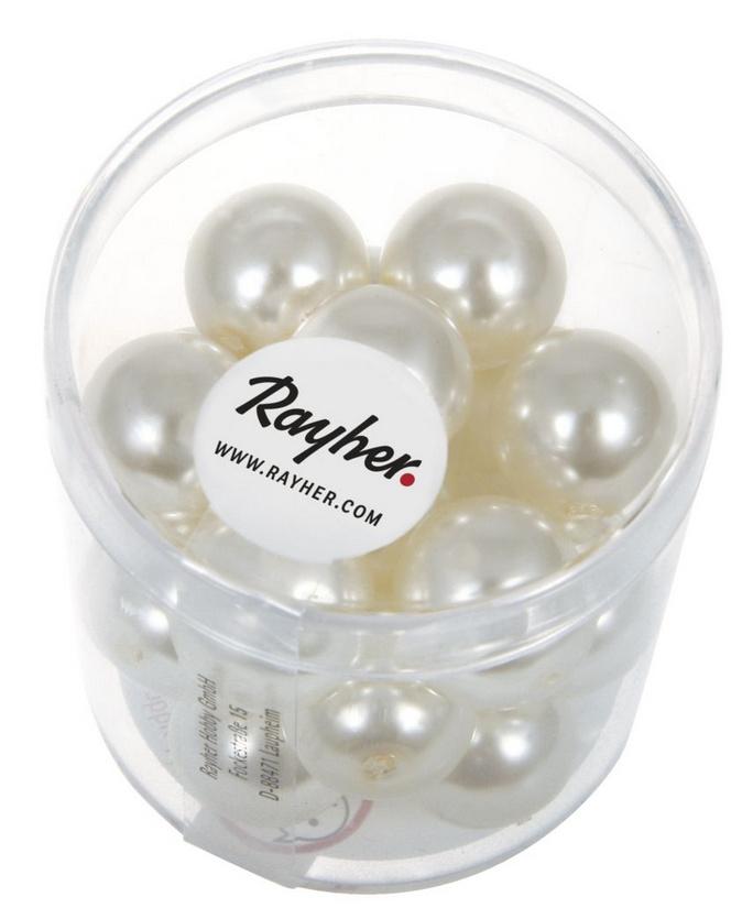 rayher RENAISSANCE GLASWACHSPERLEN 12MM WEISS 21 STÜCK DOSE 14404102