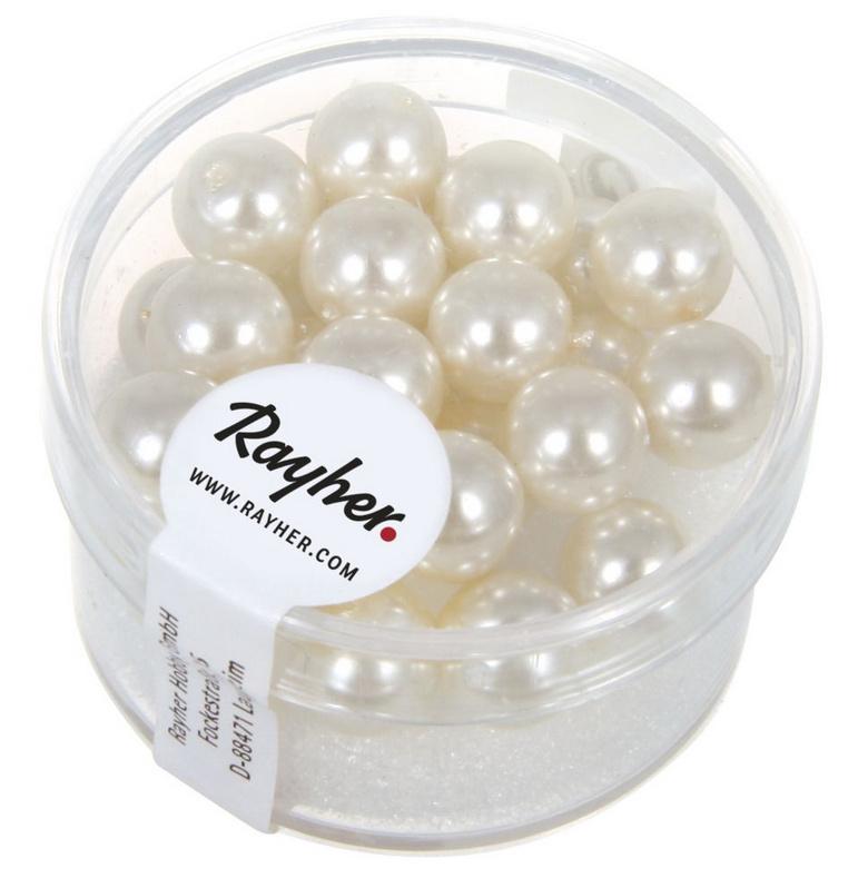 rayher RENAISSANCE GLASWACHSPERLEN 8MM WEISS 25 STÜCK DOSE 14402102