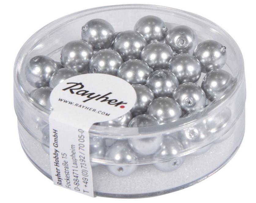 rayher RENAISSANCE GLASWACHSPERLEN 6MM SILBERGRAU 45 STÜCK DOSE 14401561