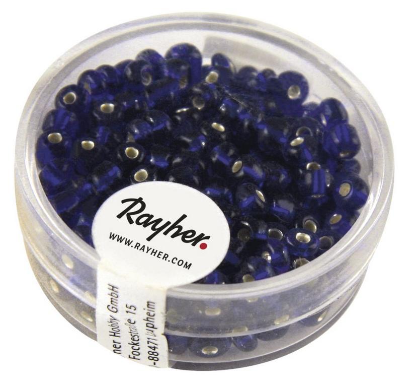 rayher ROCAILLES 4MM M.SILBER EINZUG D'BLAU 17G DOSE 1430010
