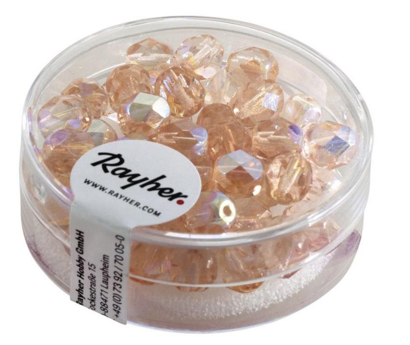 rayher GLAS-SCHLIFFPERLE 6MM IRI.ROSENQUARZ 50 STÜCK 14201810