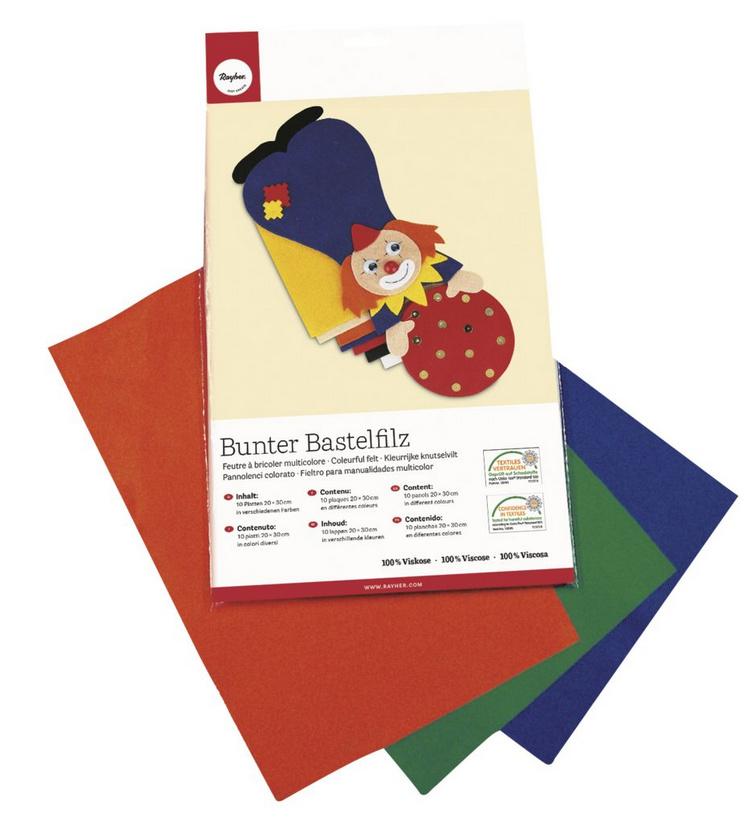 rayher BASTEL-FILZ 20x30CM 10 FARBEN GEMISCHT 5300749