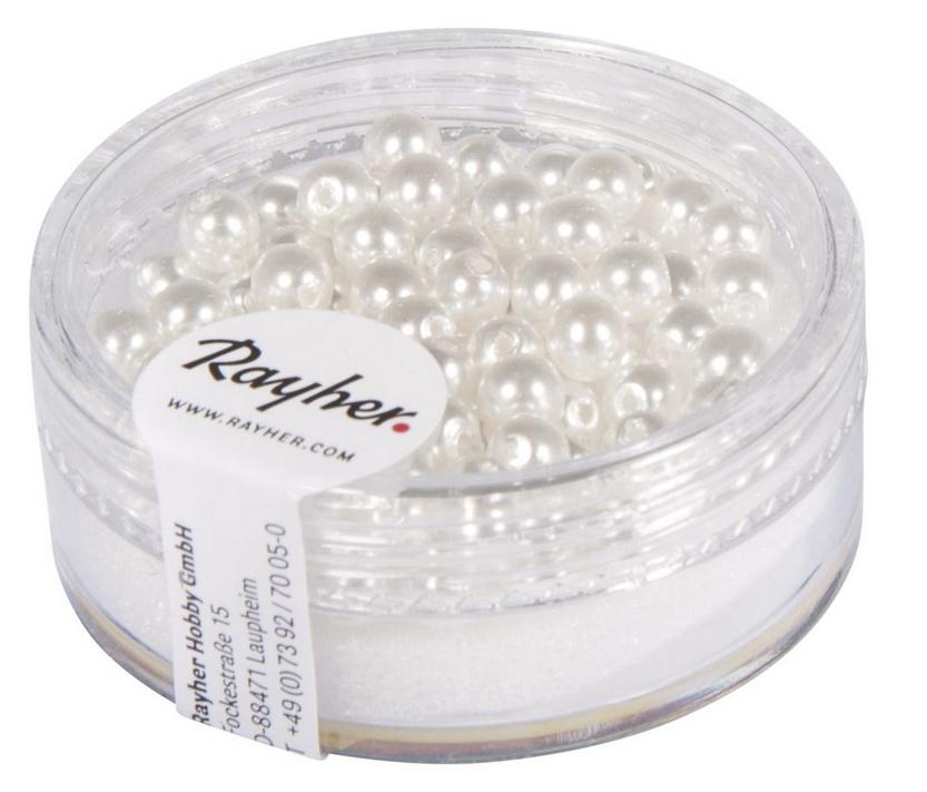 rayher RENAISSANCE GLASWACHSPERLEN 4MM SCHNEEWEISS 85 STÜCK DOSE 14400100