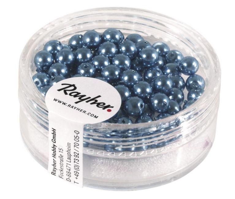rayher RENAISSANCE GLASWACHSPERLEN 4MM AZURBLAU 85 STÜCK DOSE 14400374