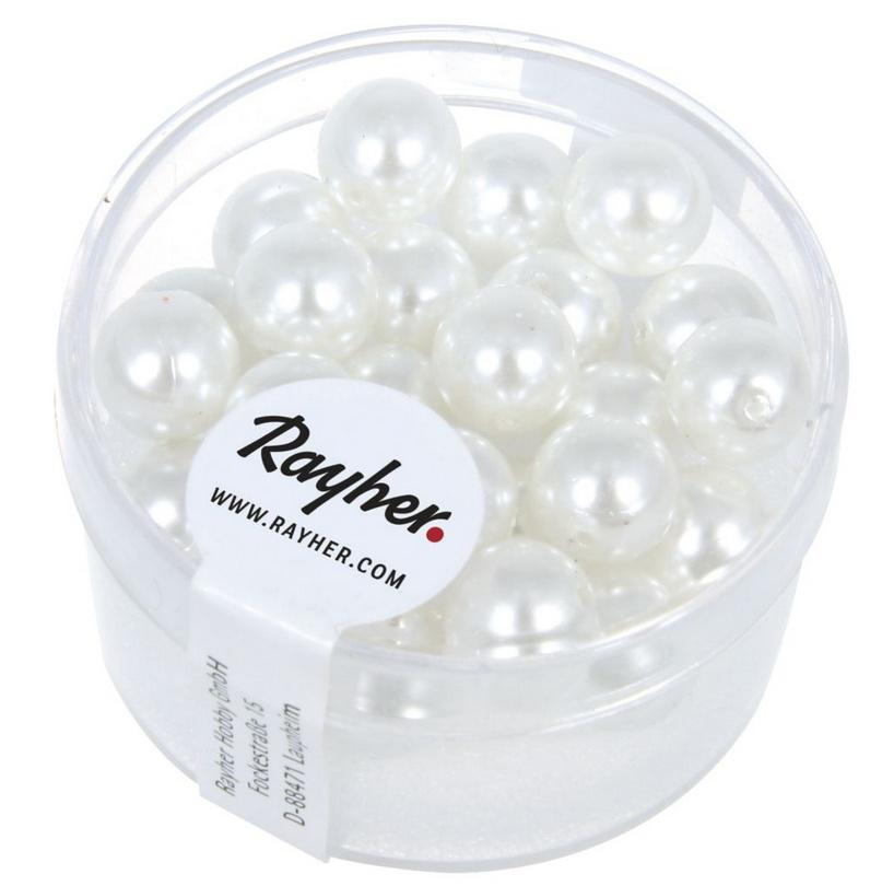 rayher RENAISSANCE GLASWACHSPERLEN 8MM SCHNEEWEISS 25 STÜCK DOSE 14402100