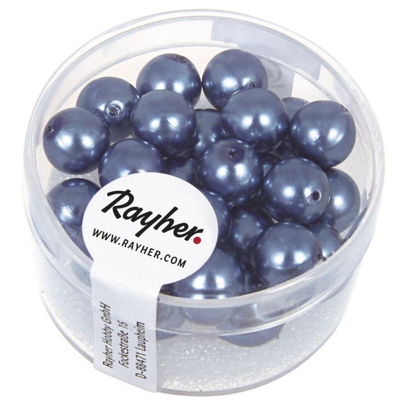 rayher RENAISSANCE GLASWACHSPERLEN 8MM AZURBLAU 25 STÜCK DOSE 14402374