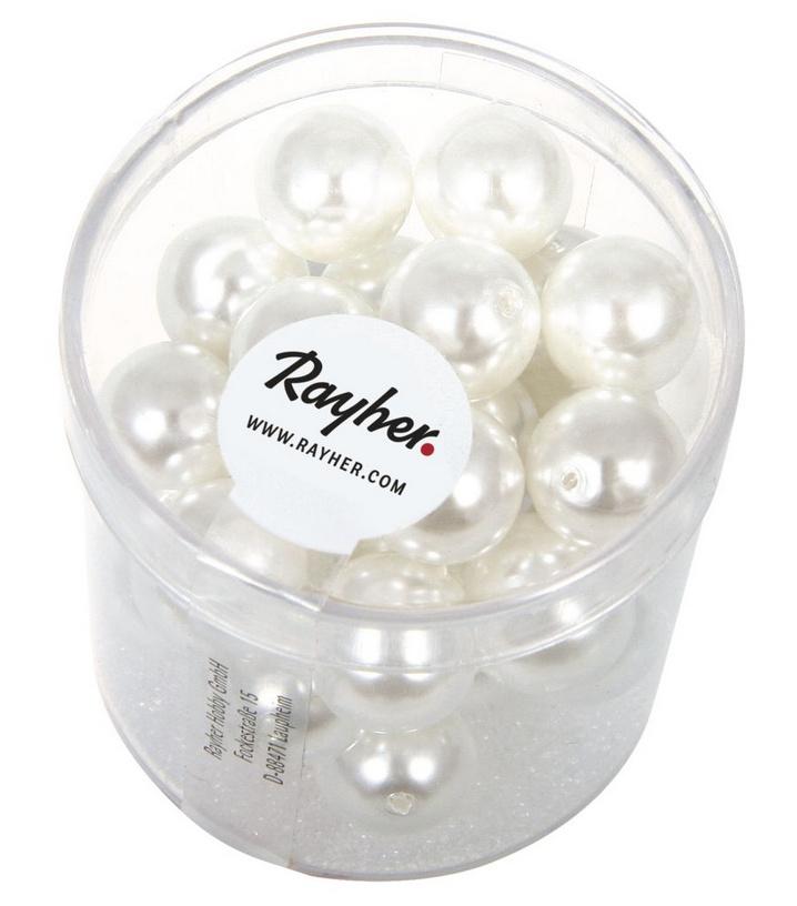 rayher RENAISSANCE GLASWACHSPERLEN 10MM SCHNEEWEISS 35 STÜCK DOSE 14403100