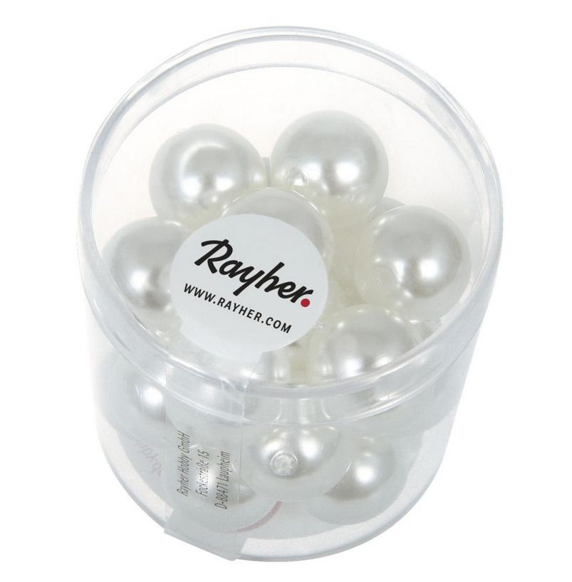 rayher RENAISSANCE GLASWACHSPERLEN 12MM SCHNEEWEISS 21 STÜCK DOSE 14404100