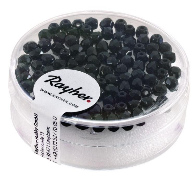 rayher GLAS-SCHLIFFPERLE 3MM IRI. SCHWARZ 100 STÜCK 14202576