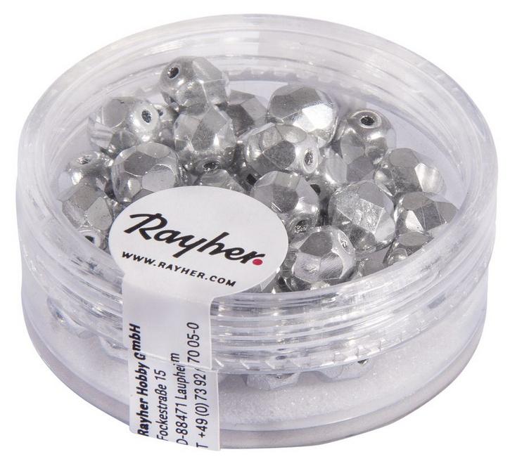rayher Glas Schliffperle 6mm ø Brillant Silber