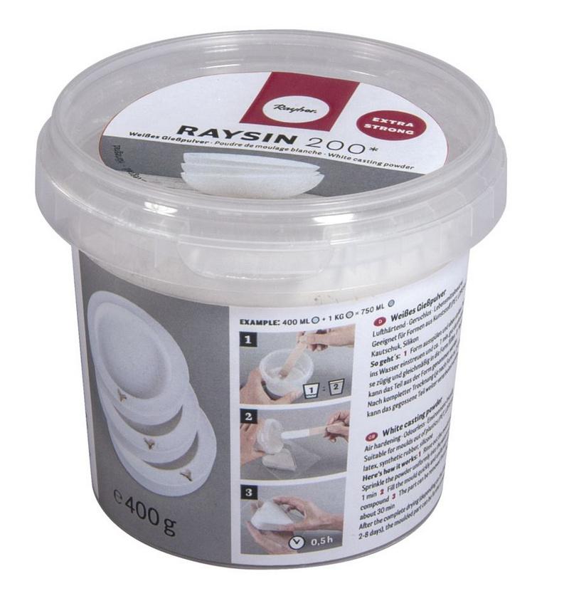 rayher Gießpulver Raysin 200, Eimer 400g, weiß