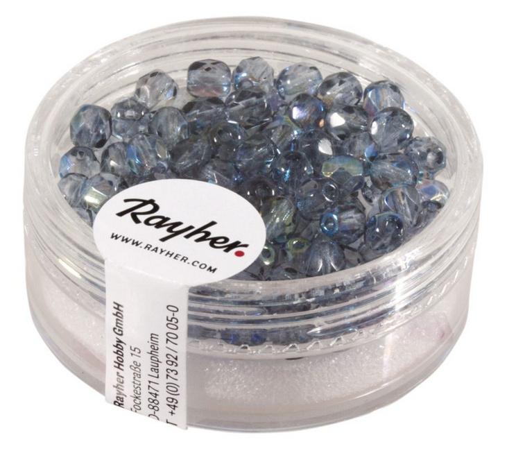 rayher Glas Schliffperle 4mm ø Blaugrau