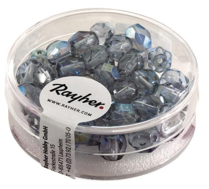 rayher Glas Schliffperle 6mm ø Blaugrau