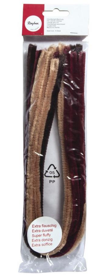 Produktbild rayher Chenilledraht-Mischung 50x0,9cm, sortiert, SB-Btl 10Stück, braun Töne 2 von 2