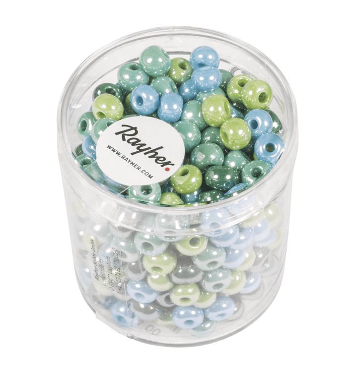 Produktbild rayher GLAS-GROSSLOCHRADL OPAK 5,4MM GRUEN-BLAU DOSE 55G 1441400 2 von 2