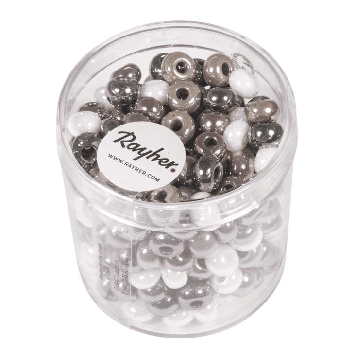 Produktbild rayher GLAS-GROSSLOCHRADL OPAK 6MM GRAU/LILA/WS DOSE 55G 1441600 2 von 2