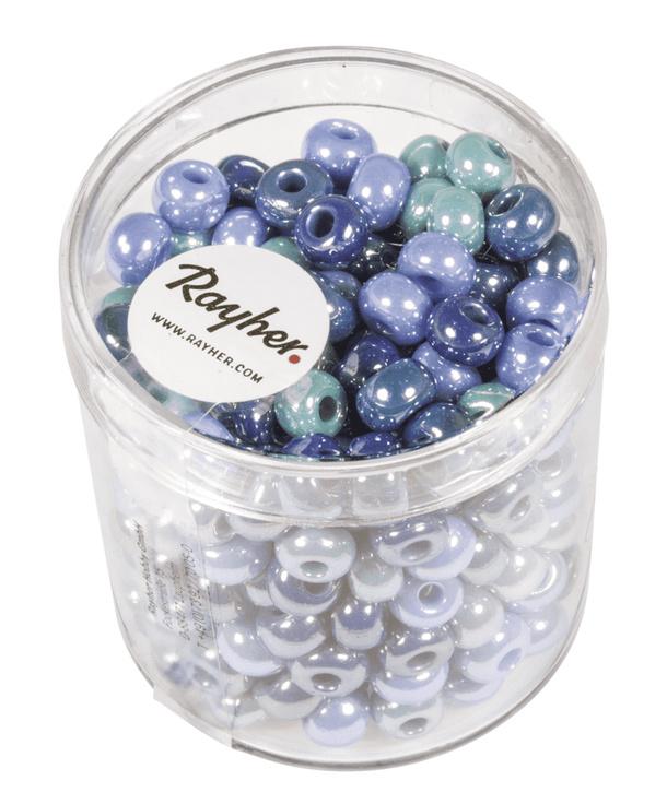 Produktbild rayher GLAS-GROSSLOCHRADL OPAK 6MM BLAU-TUERKIS DOSE 55G 1441700 2 von 2