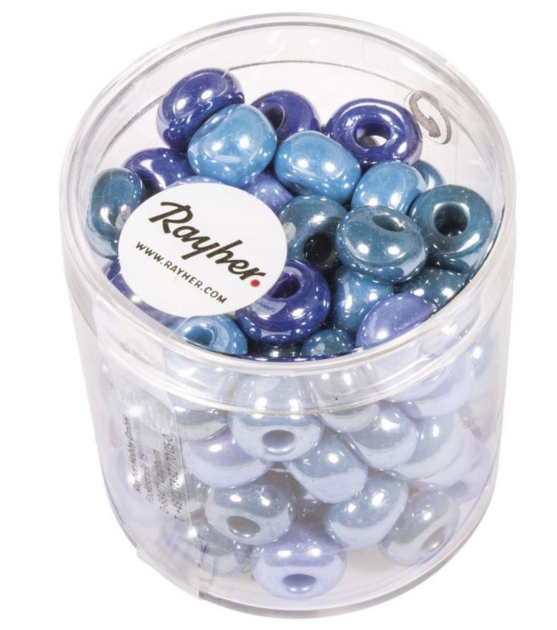 Produktbild rayher GLAS-GROSSLOCHRADL OPAK 8,7MM BLAU-TUERKIS DOSE 55G 1441900 2 von 2