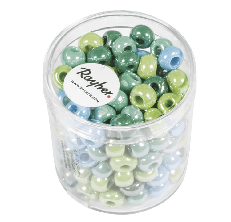 Produktbild rayher GLAS-GROSSLOCHRADL OPAK 6,7MM GRUEN-BLAU DOSE 55G 1442300 2 von 2