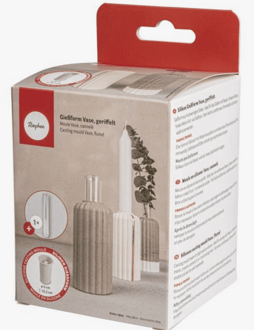 Silikon Gießform Vase geriffeltBoden Ø5cm Höhe 10,2cm +1 Reagenzglas