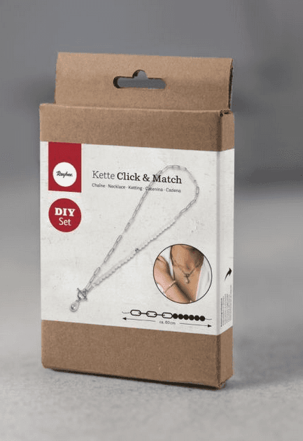 Bastelset Kette Click&Match2in1: Kette+Armband mit Halbedelsteinen silber