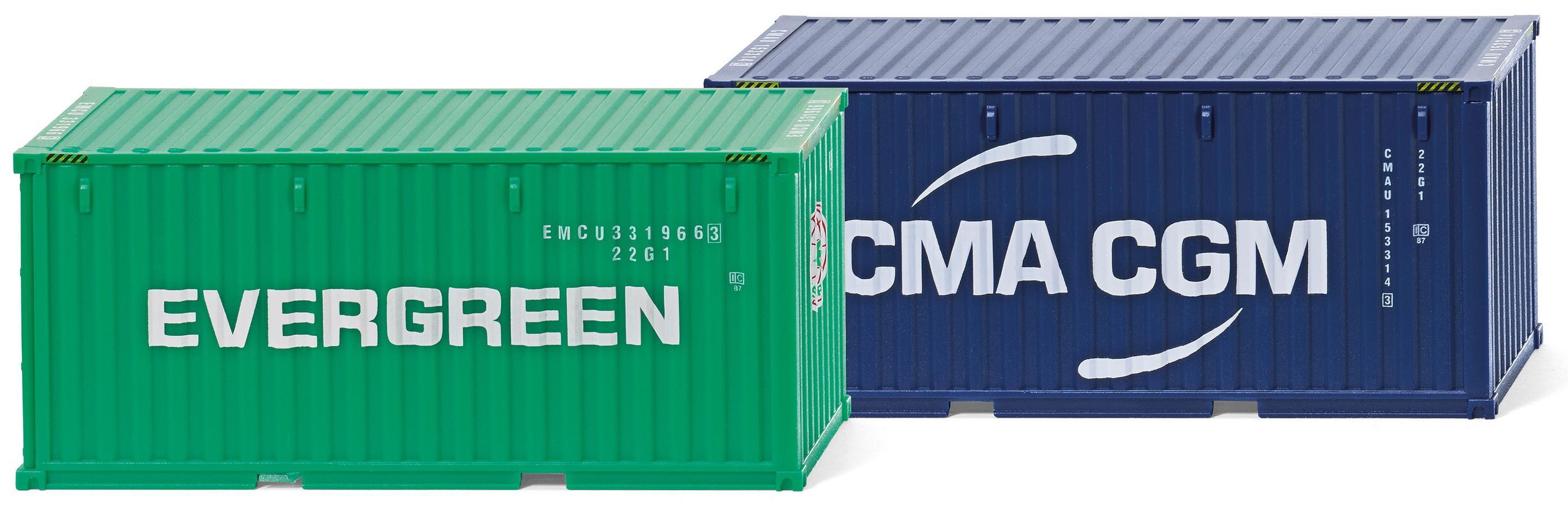 Wiking - Zubehörpackung 20'Container NG Evergreen CMA-CGM