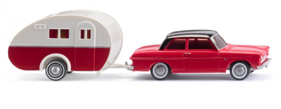 WIKING 020203 1:87 Ford Taunus 12M mit Wohnwagen