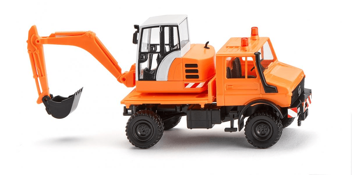 WIKING 064704 1:87 Unimog mit Bagger - kommunalorange