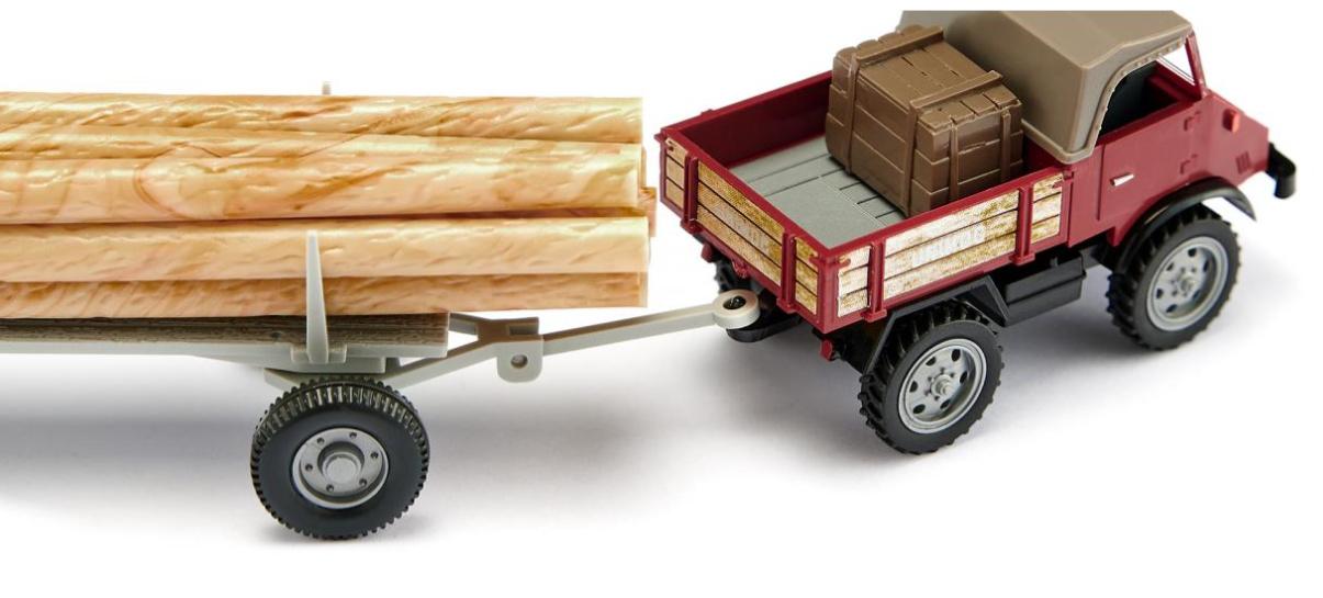 Produktbild WIKING 087006 1:87 Unimog U 411 mit Langholzanhänger - braunrot 5 von 5