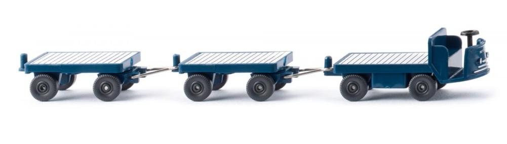 WIKING 116004 1:87 Elektrokarren mit Anhängern - grünblau