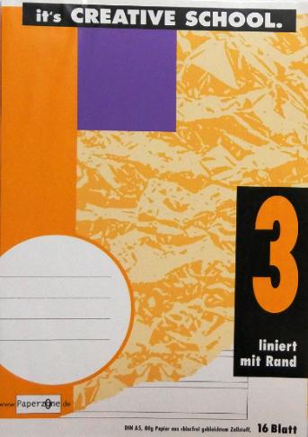 PAPERZONE Heft A5 Lineatur 3 mit Rand 16 Blatt