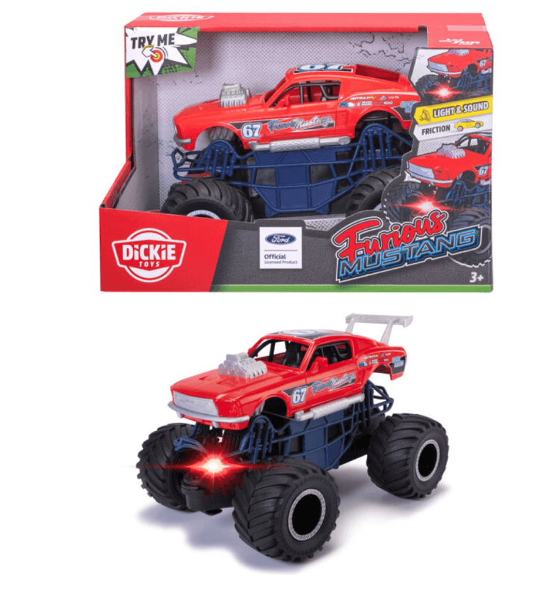 Dickie Toys Ford Furious Mustang 1:24 mit Friktion, Licht und Sound, 19,3 cm
