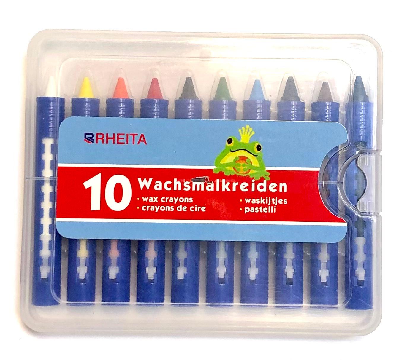 RHEITA Wachsmalstifte mit Hülse mit Metalletui