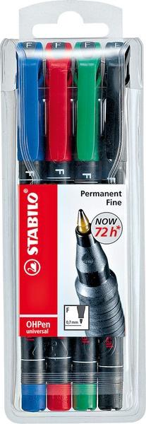 STABILO® Folienstift - STABILO OHPen universal - permanent fein - 4er Pack - grün, rot, blau, schwarz