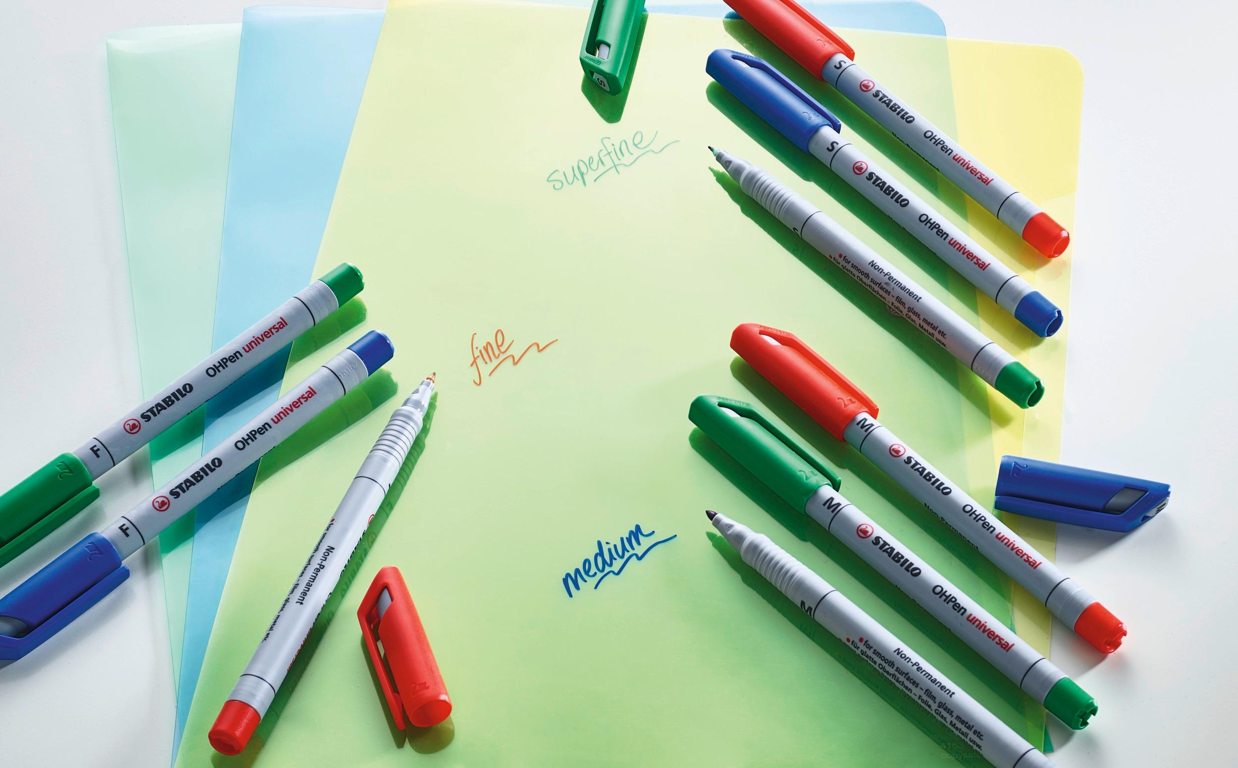 Produktbild STABILO® Folienstift - STABILO OHPen universal - wasserlöslich fein - 4er Pack - grün, rot, blau, schwarz 7 von 7