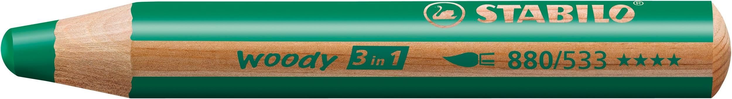 STABILO® Buntstift, Wasserfarbe&Wachsmalkreide woody 3 in 1
