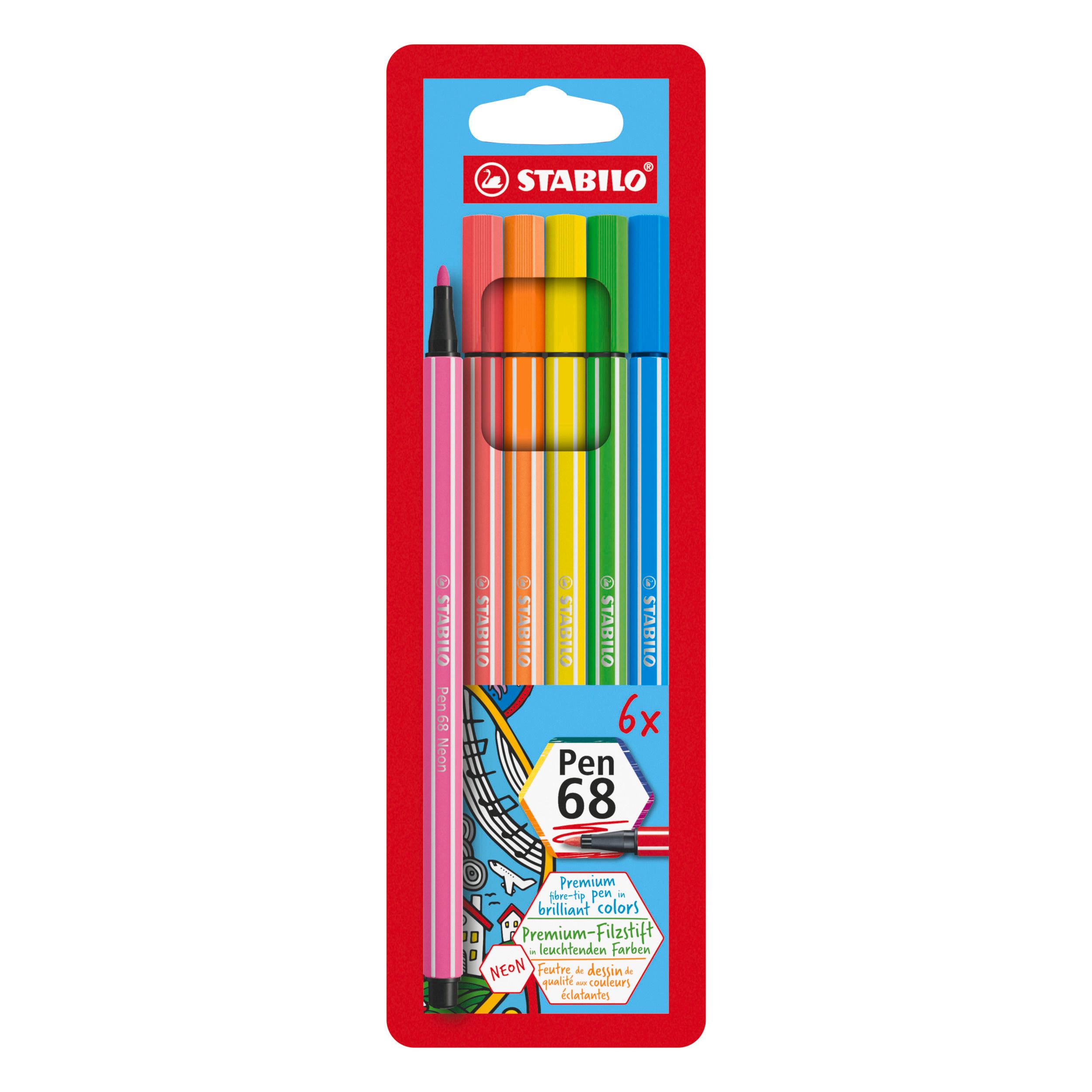 STABILO® Premium Fasermaler Pen 68 Neon 6er-Etui
