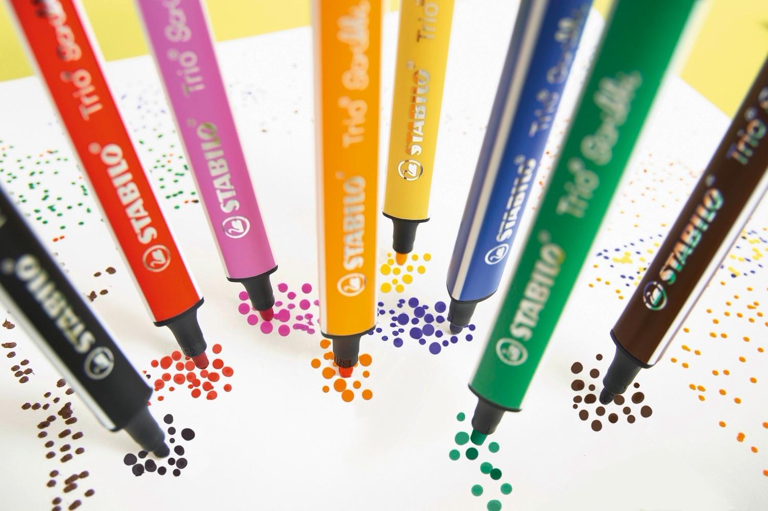 Produktbild STABILO® Gefederter Dreikant-Filzstift - STABILO Trio Scribbi - 8er Pack - mit 8 verschiedenen Farben 13 von 15