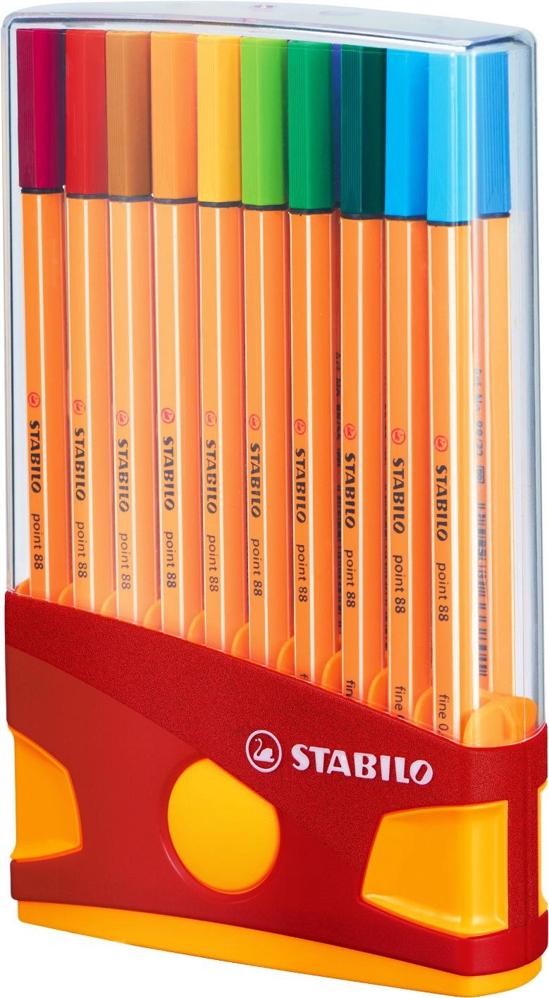 STABILO® Fineliner - STABILO point 88 ColorParade - 20er Tischset in rot/orange- mit 20 verschiedenen Farben