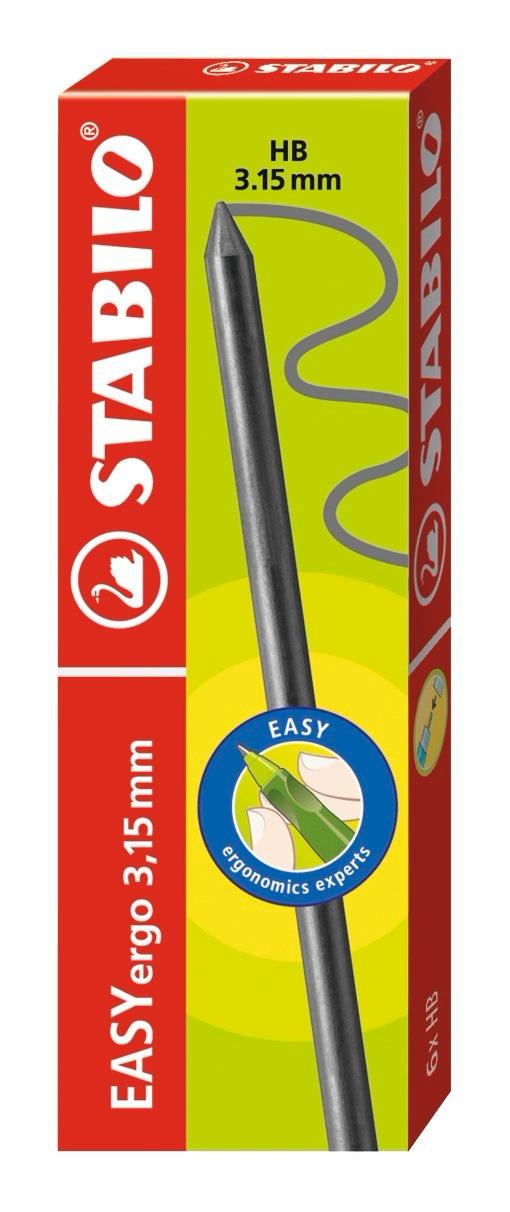 STABILO® Minen zum Nachfüllen - STABILO EASYergo 3.15 Nachfüllminen - 6er Pack - Härtegrad HB