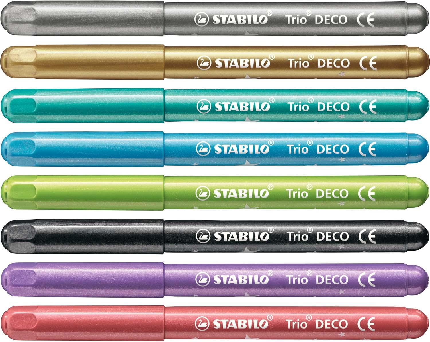 Produktbild STABILO® Metallic-Filzstift mit robuster XL-Spitze - STABILO Trio DECO - 8er Pack - mit 8 verschiedenen Farben 2 von 10