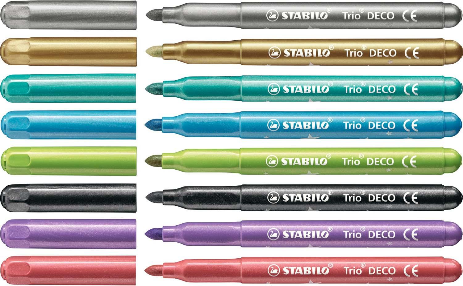 Produktbild STABILO® Metallic-Filzstift mit robuster XL-Spitze - STABILO Trio DECO - 8er Pack - mit 8 verschiedenen Farben 3 von 10