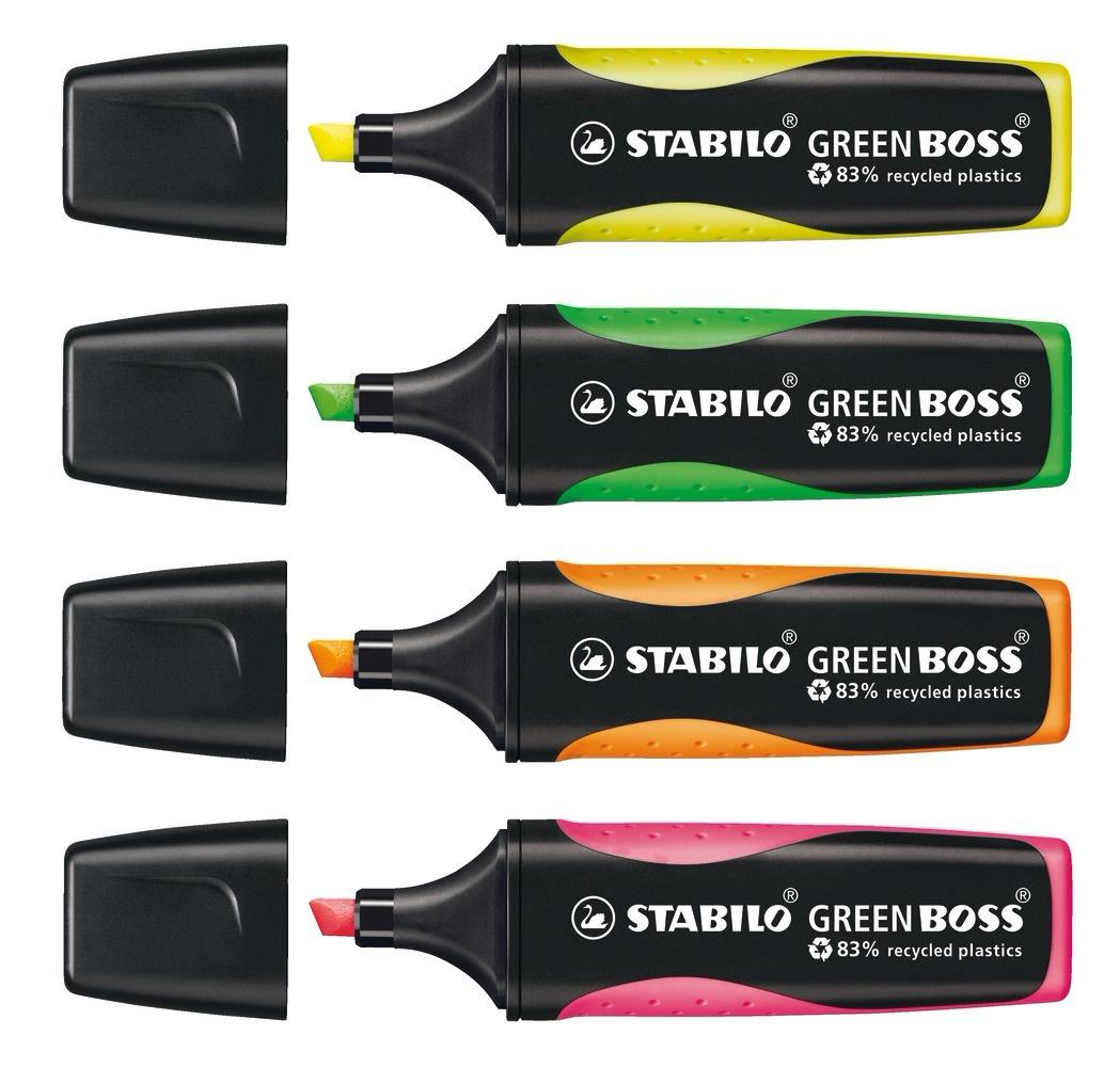 Produktbild STABILO® Umweltfreundlicher Textmarker - STABILO GREEN BOSS - 4er Pack - grün, rosa, orange, gelb 8 von 10
