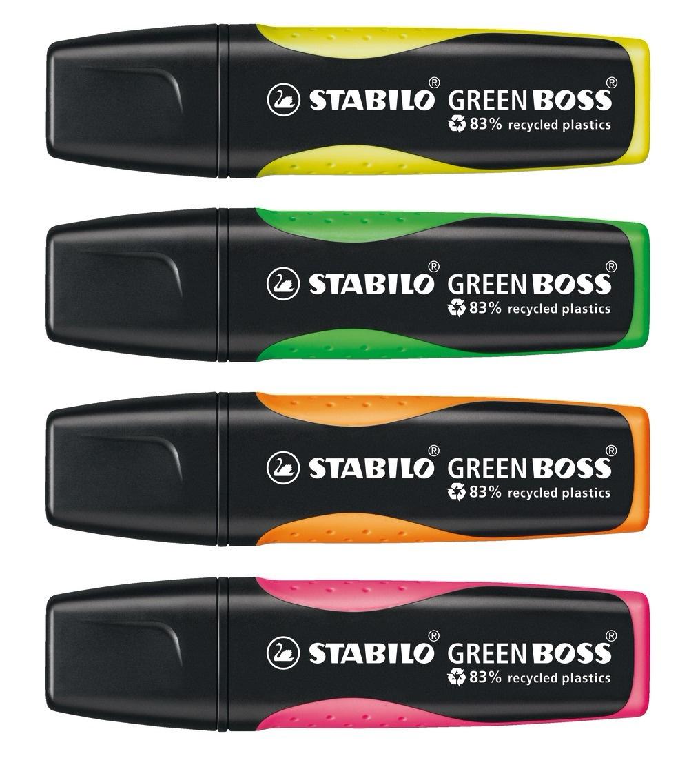 Produktbild STABILO® Umweltfreundlicher Textmarker - STABILO GREEN BOSS - 4er Pack - grün, rosa, orange, gelb 9 von 10