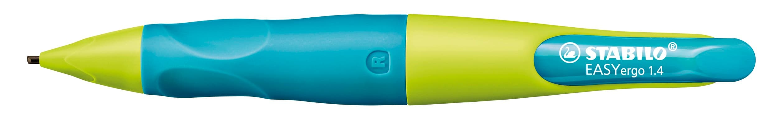 Produktbild STABILO® EASYergo 1.4 Druck-Bleistift für Rechtshänder in neonlimonengrün/aquamarin inklusive 3 dünner Minen - Härtegrad HB 2 von 7