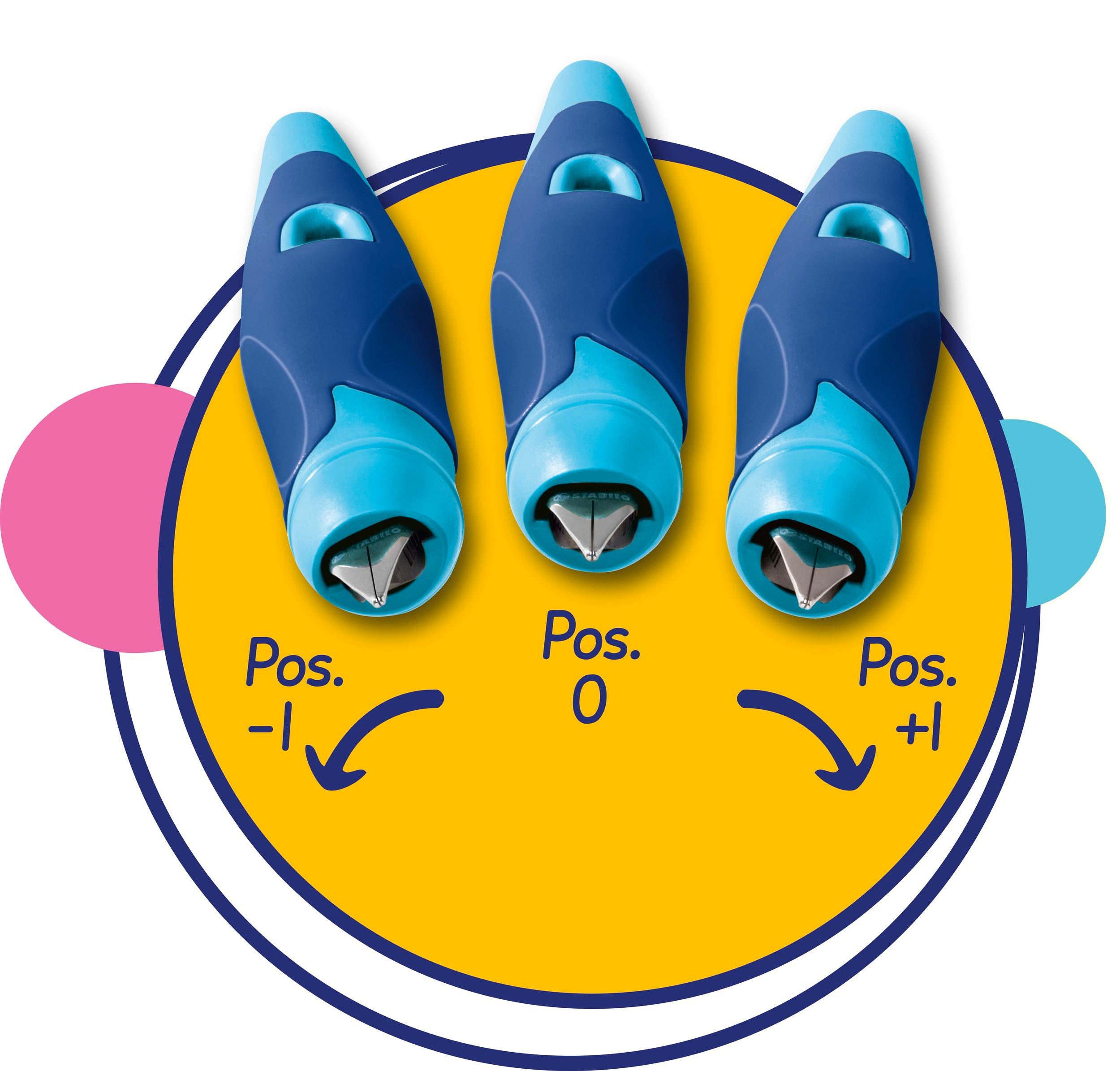 Produktbild STABILO® EASYbirdy Füller für Rechtshänder in mitternachtsblau/azur inklusive Patrone - Schreibfarbe blau (löschbar) 9 von 10