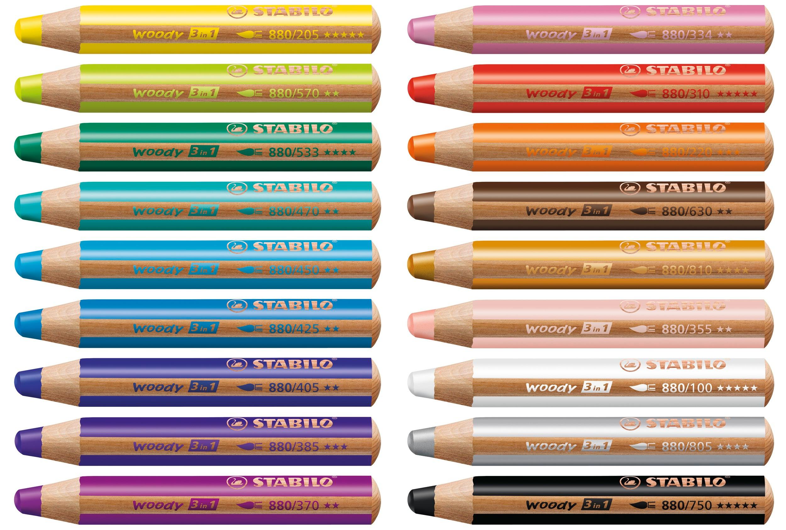 Produktbild STABILO® Buntstift, Wasserfarbe&Wachsmalkreide - STABILO woody 3 in 1 - ARTY - 18er Pack mit Spitzer und Pinsel 4 von 4